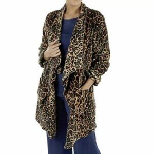 NEW Guillaume Luxe Micromink Leopard Cozy Cardigan Size Medium/Large